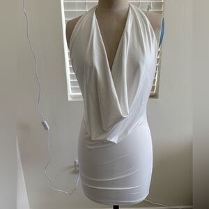 Superdown White Backless Halter Dress